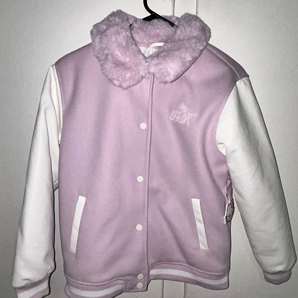Forever 21 Pink and White Fur-Trimmed Jacket